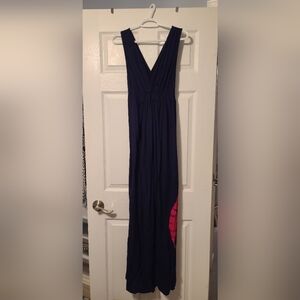 Liz Lange Navy Maxi Dress with Pink Accent - Maternity Dress - size S